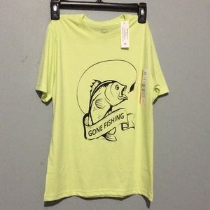 NWT size L(10-12) unisex kids hand made vinyl fishing tee